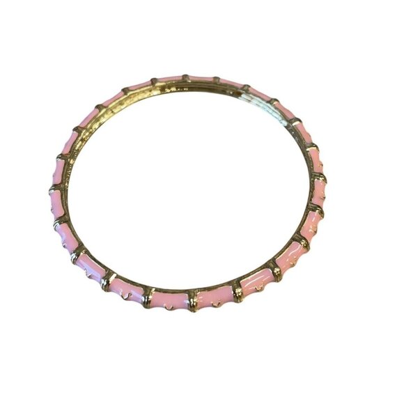 Pink and Gold Enamel Bangle Bracelet BOHO Gypsy Romance Fairy Festival - Picture 2 of 4